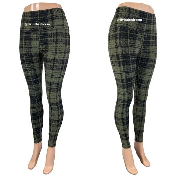 ONA by Yoon Chung PLAID LEGGING IN OLIVE GREEN SZ M $125.00 - Picture 5 of 9